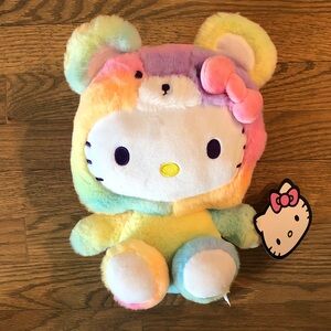 NWT 11.5-inch Sanrio Hello Kitty Pastel Rainbow Sherbet Plush with Pink Bow